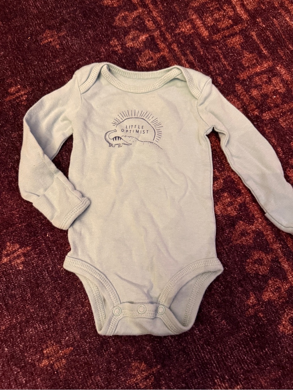 Carters Little Optimist Light Blue Long-Sleeve Baby One-Piece